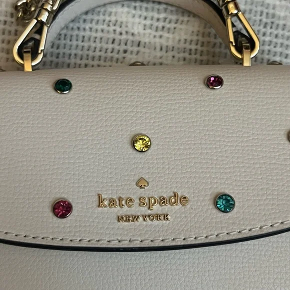 Kate Spade Darcy Micro Satchel Studded Festive Cream with Multicolor Accents - Picture 4 of 11
